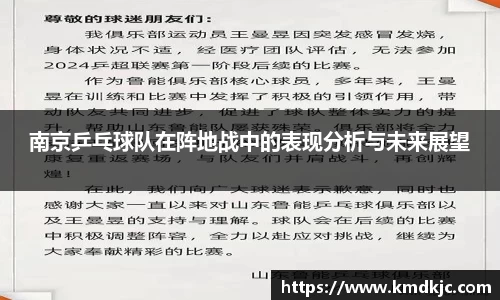 南京乒乓球队在阵地战中的表现分析与未来展望